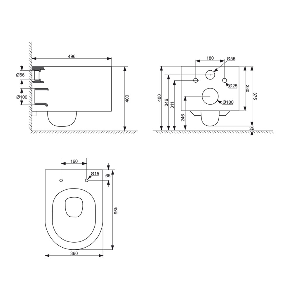 MEREO WC komplet pro zazdění s příslušenstvím (MM01SETRA)