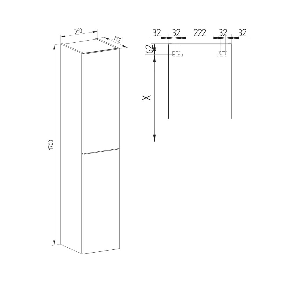 Mereo Aira, koupelnová skříňka 170 cm vysoká, levé otevírání, dub Halifax (CN744LNN)