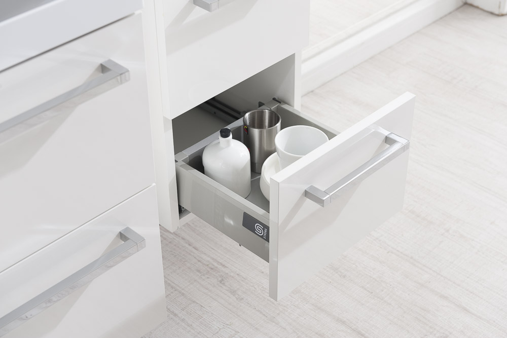 MEREO Bino, koupelnová skříňka vysoká 163 cm, levá, bílá/dub (CN677)