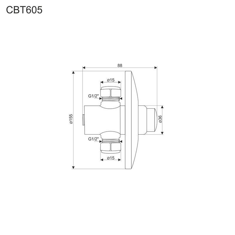 MEREO Sprchový podomítkový ventil 1/2"x1/2" (CBT605)