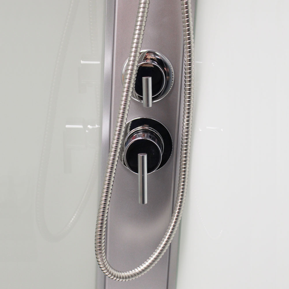 Mereo Sprchový box, čtvercový, 80 cm, satin ALU, sklo Point, zadní stěny bílé, litá vanička, bez stříšky