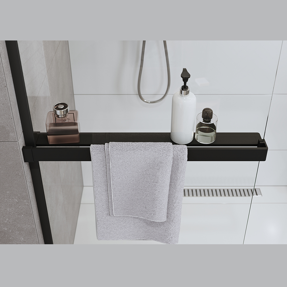 Mereo Polička k WALK IN, 120 cm, černý ALU