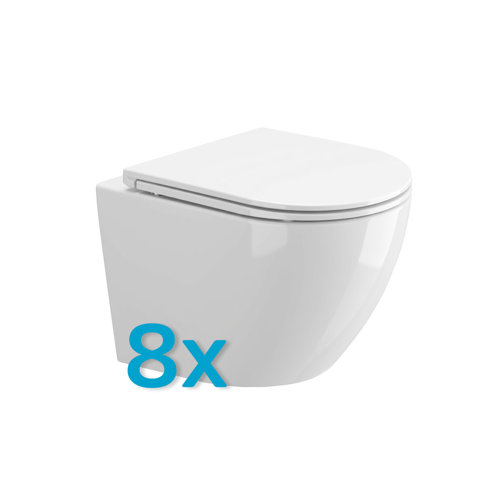 Mereo WC závěsné kapotované, RIMLESS, 490x370x360, keramické, vč. sedátka CSS123, 8ks