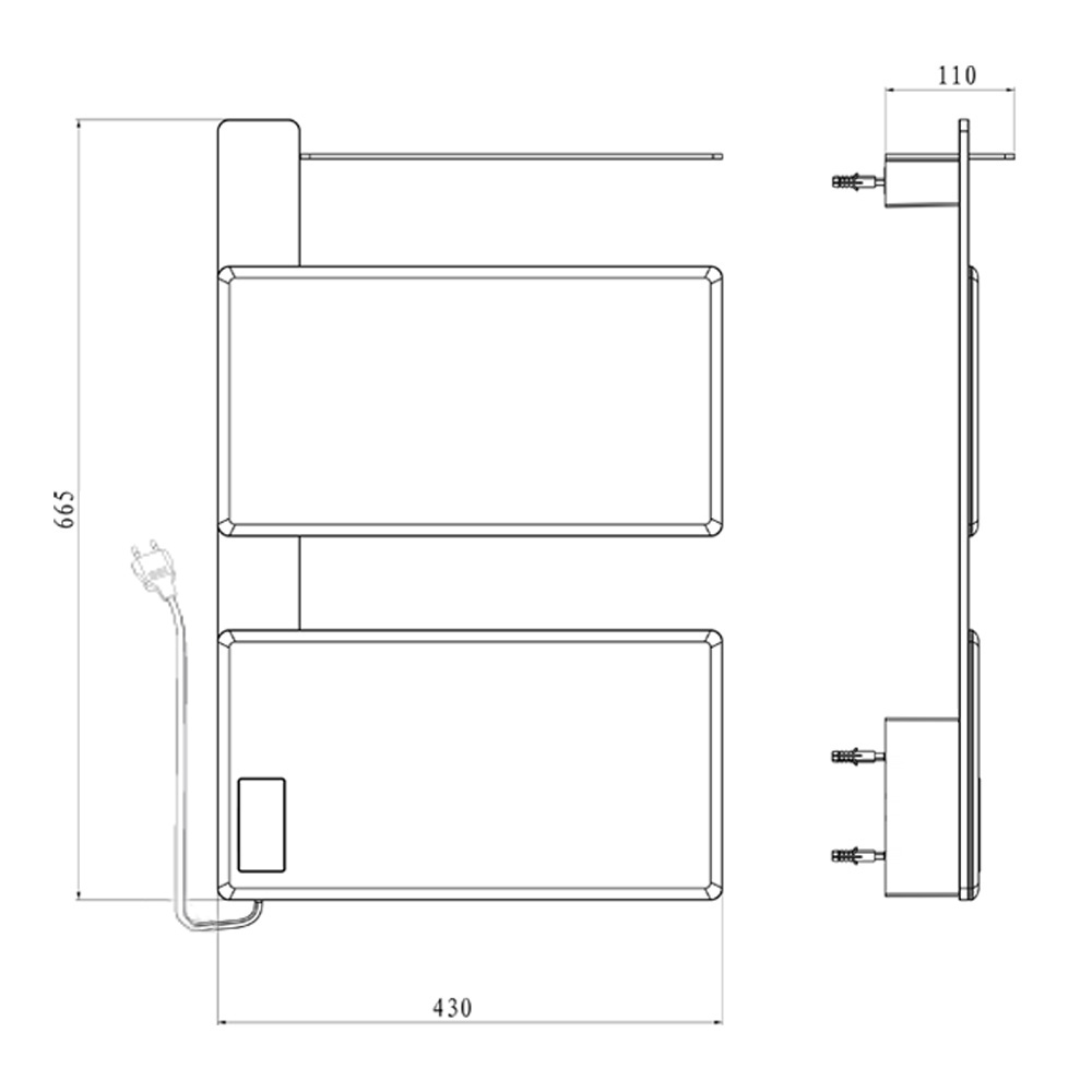 Mereo Elektrický sušák ručníků, 2 moduly, černý (MT81B)