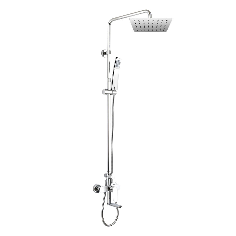 MEREO Nástenná  baterie Viana 150mm se sprch.soupravou,otoč.ramínkem, ruční a talíř.sprchou slim 200x200mm (CBE60101SD)