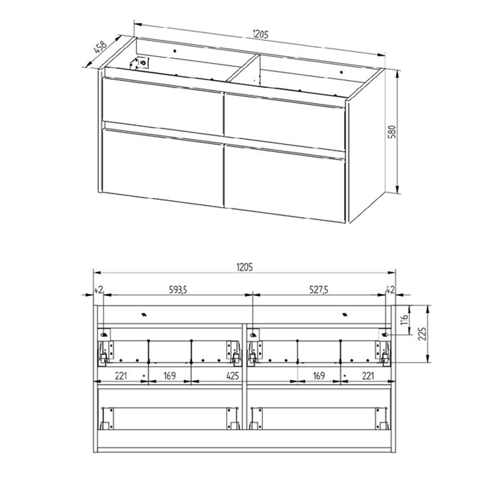 Mereo Opto, koupelnová skříňka s keramickým umyvadlem 121 cm, bílá