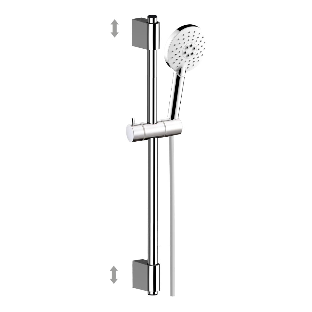 Mereo Sprchová souprava, třípolohová sprcha, posuvný držák, šedostříbrná hadice