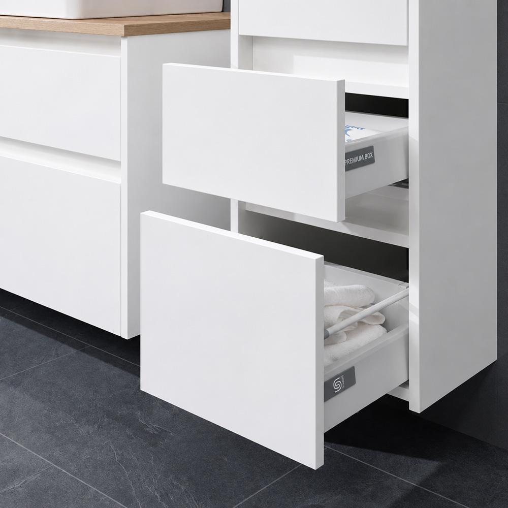 Mereo Opto koupelnová skříňka vysoká 125 cm, levé otevírání, bílá (CN914LN)