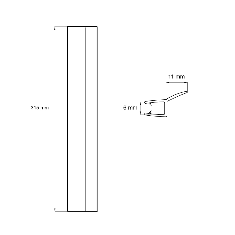 Mereo Lišta pro Kora Lite CK351xxZ, sada 2 ks, 4 mm (CKND184Z2)