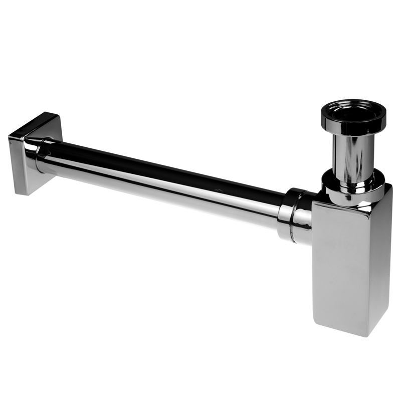 Mereo Sifon umyvadlový hranatý, celokovový s převlečnou maticí, pochrom. mosaz, 5/4"x ø 32 mm