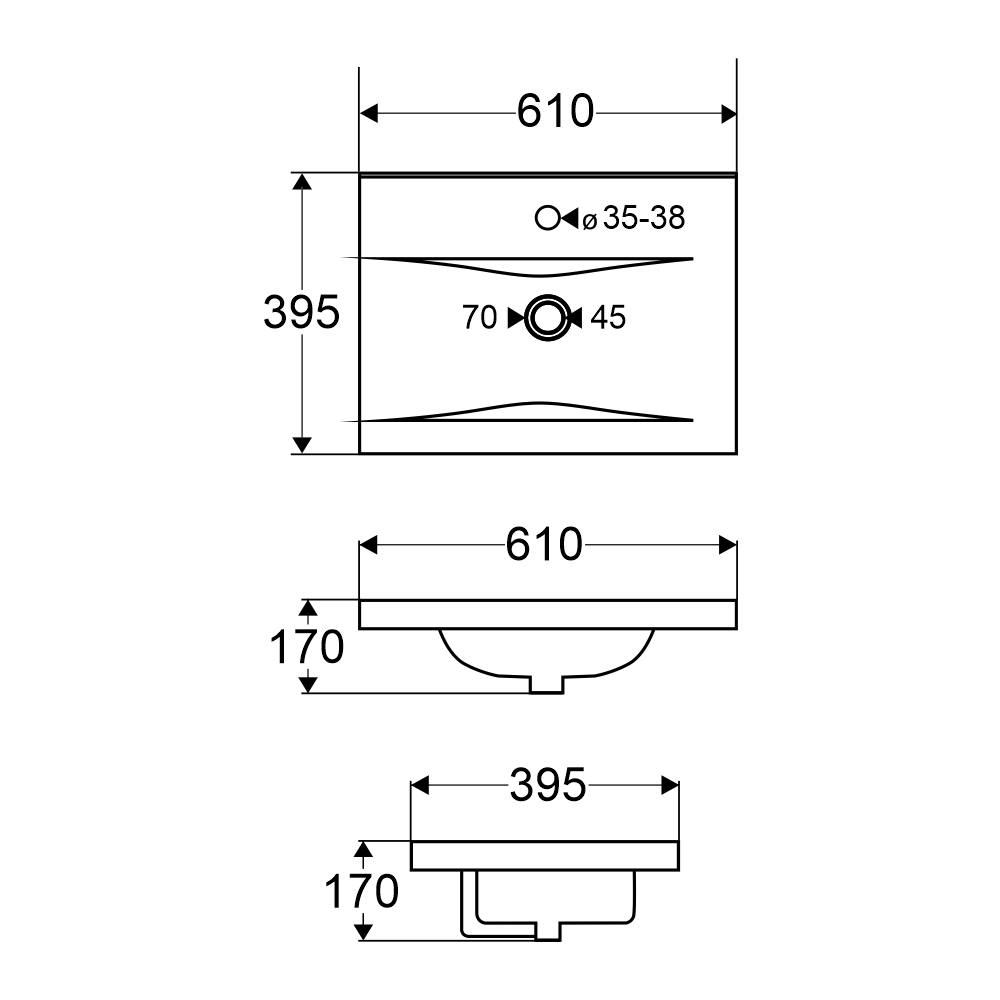 Mereo Nábytkové umyvadlo, 61x39,5x17 cm, keramické, bílé