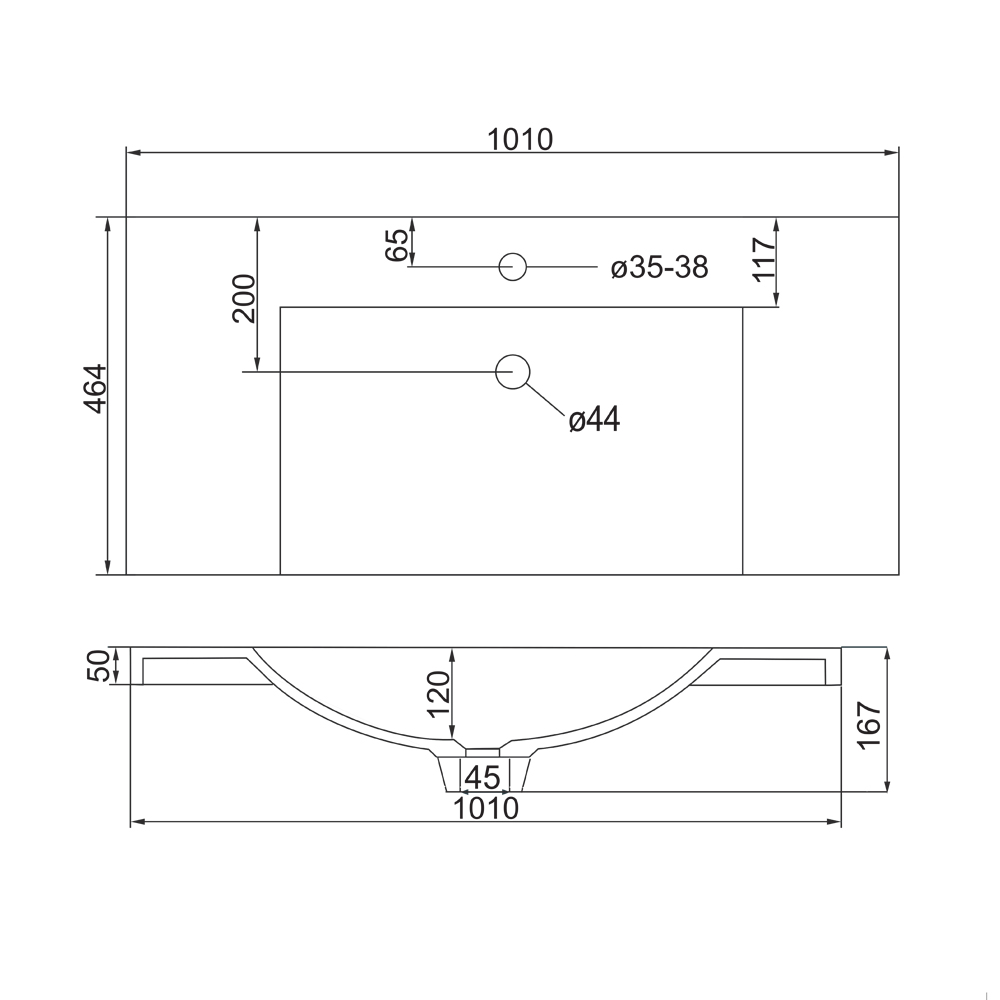 Mereo Opto, koupelnová skříňka s umyvadlem z litého mramoru 101 cm, černá