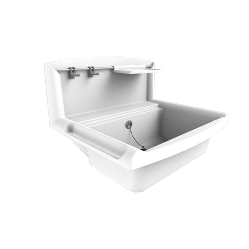 Víceúčelové umyvadlo Multiset 550 x 450 x 202 mm, s příslušenstvím, bílé, vysoce odolné