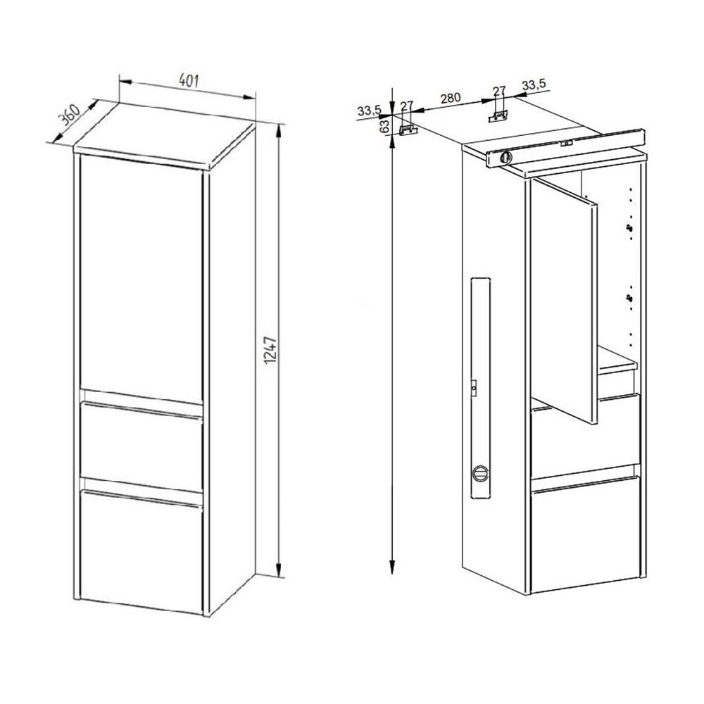MEREO Opto koupelnová skříňka vysoká 125 cm, levé otevírání, bílá (CN914L)