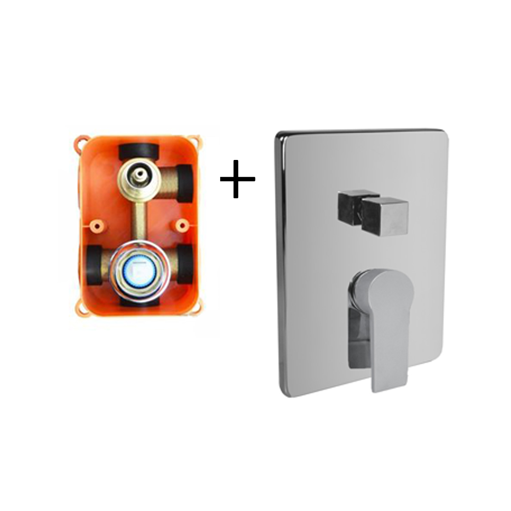 MEREO Sprchová sada s  podomítkovou  baterií - 3-cestná - hranatý kryt (CB60157C1N)