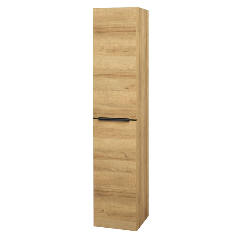 Mereo Mailo, koupelnová skříňka vysoká 170 cm, dub Riviera, černé madlo