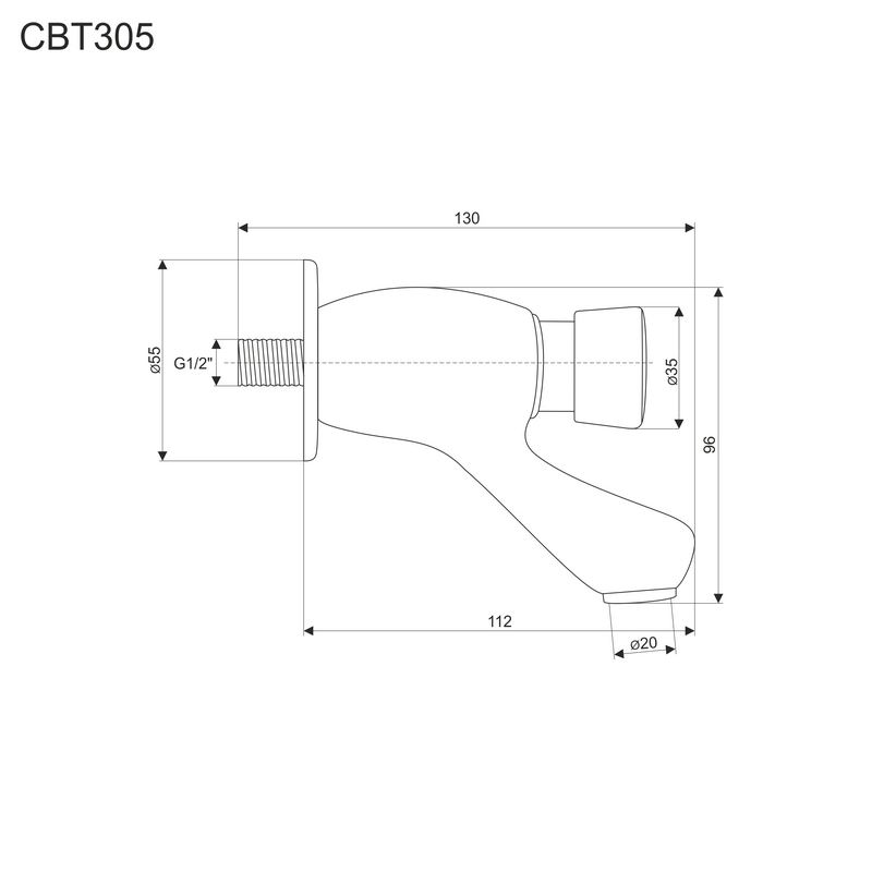 MEREO Umyvadlový nástěnný ventil 1/2" (CBT305)