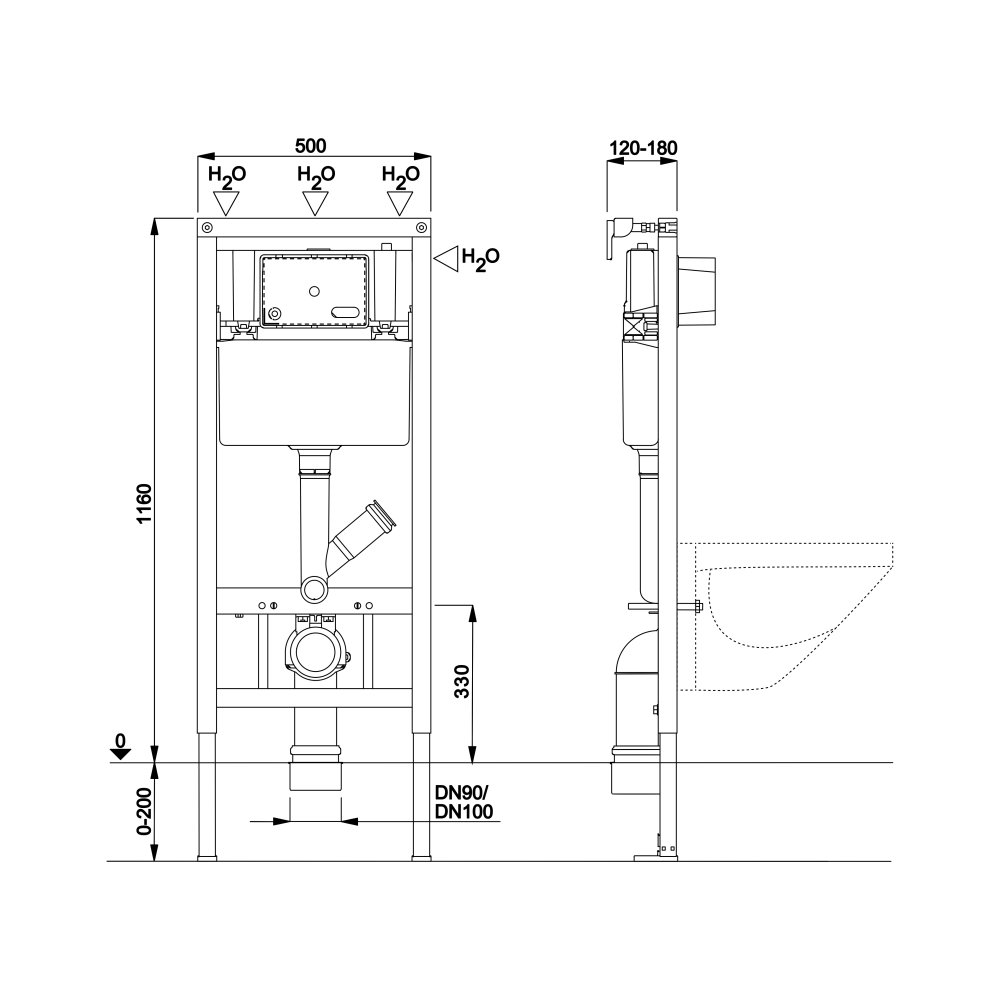 MEREO WC komplet pro sádrokarton s příslušenstvím (MM02SETR)