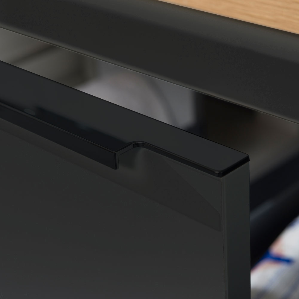 MEREO Mailo, koupelnová skříňka s umyvadlem z litého mramoru 61 cm, antracit, černé madlo (CN530MB)