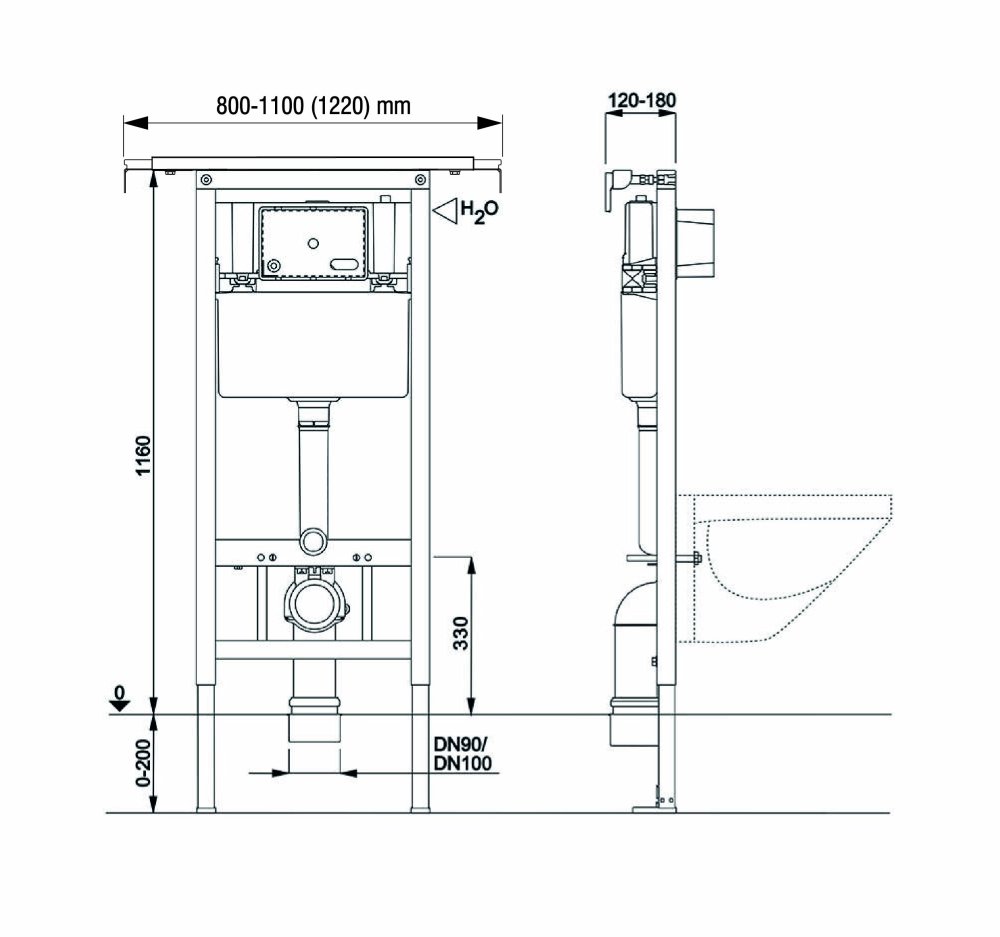 Mereo WC modul pro suchou instalaci, pro sádrokarton (instalace do jádra)