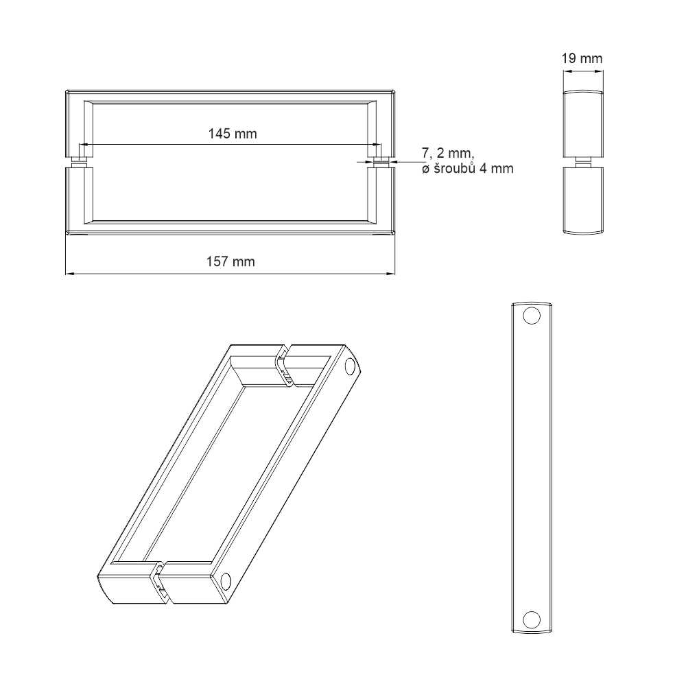 MEREO Madlo pro sprchové kouty CK351xxH, CK341xxH, CK801xxH, CK801xxK, CK804xxH, CK809xxH, rozteč 145mm (CKND09H)