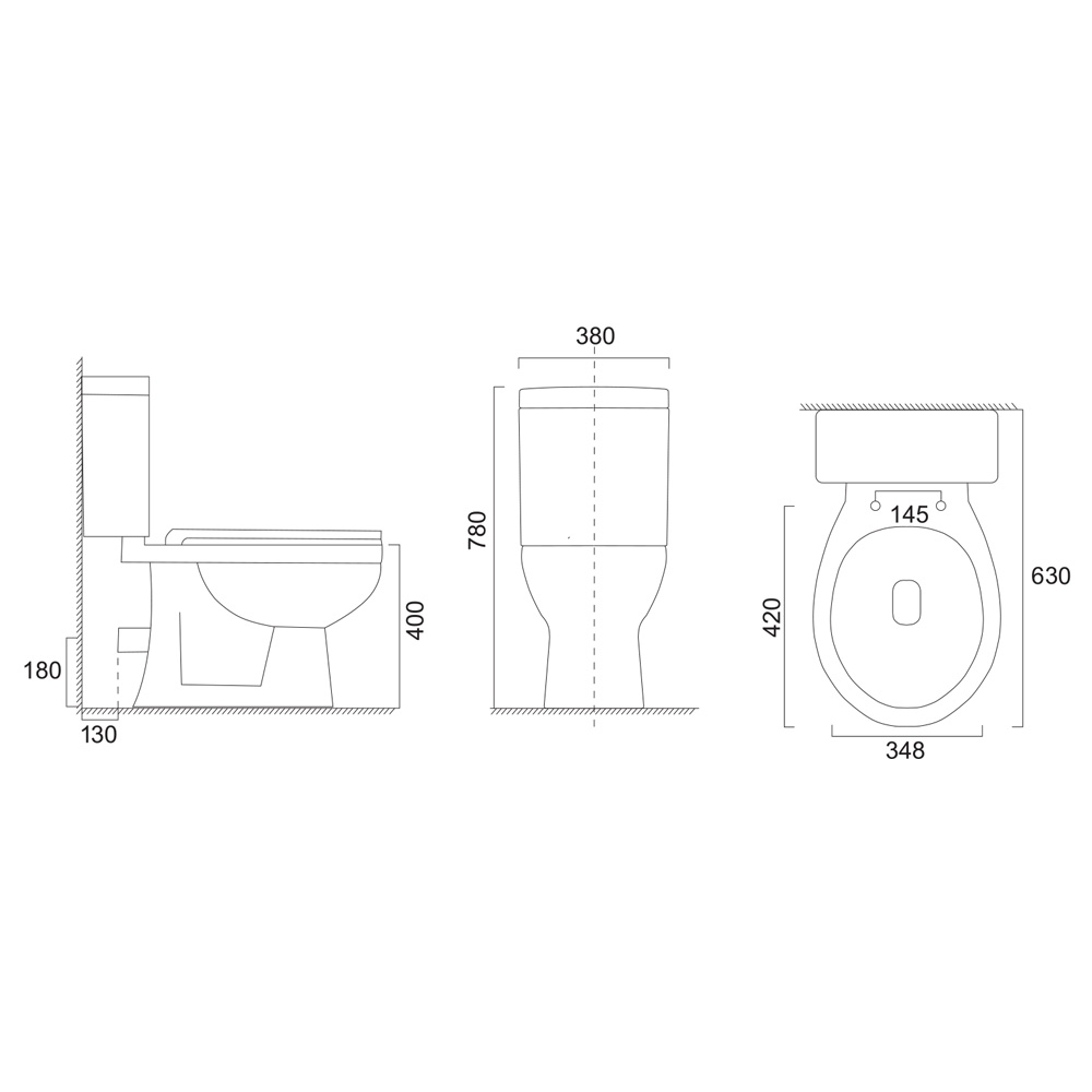 Mereo WC kombi, RIMLESS, zadní odpad s armaturou