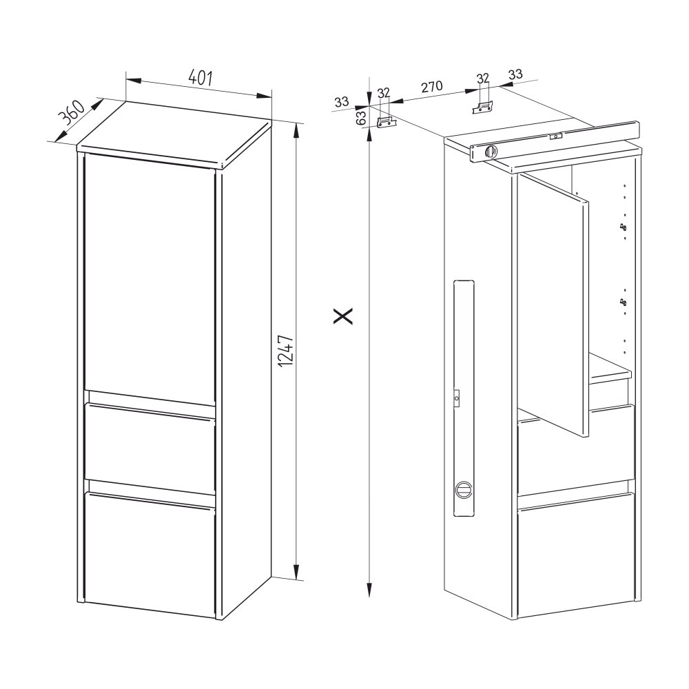 Mereo Opto koupelnová skříňka vysoká 125 cm, levé otevírání, černá (CN944LN)