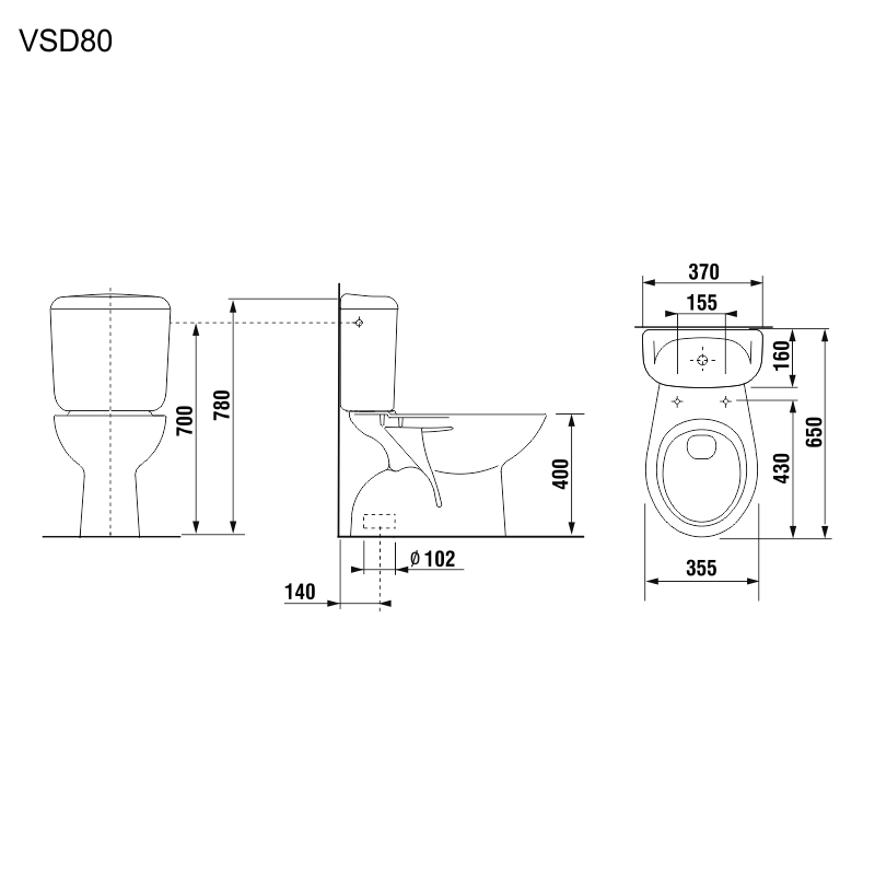 Mereo WC kombi, spodní odpad s armaturou