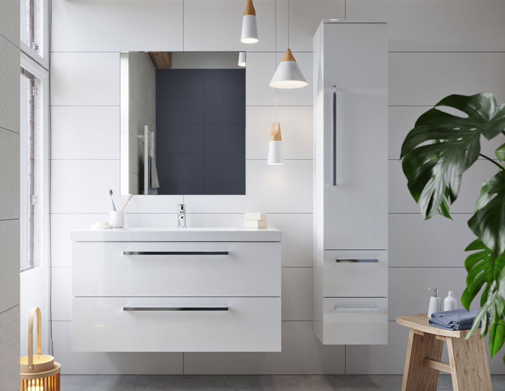 MEREO Bino, koupelnová skříňka vysoká 163 cm, levá, bílá (CN667)