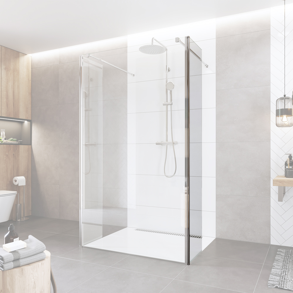 Mereo Boční díl pro WALK IN, Novea, 35 x  200 cm, chrom ALU, sklo Čiré