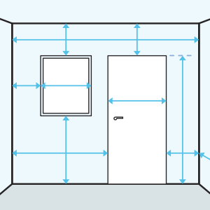 Dimenzie okolo dverí, okien, parapetu a vzdialenosti medzi nimi