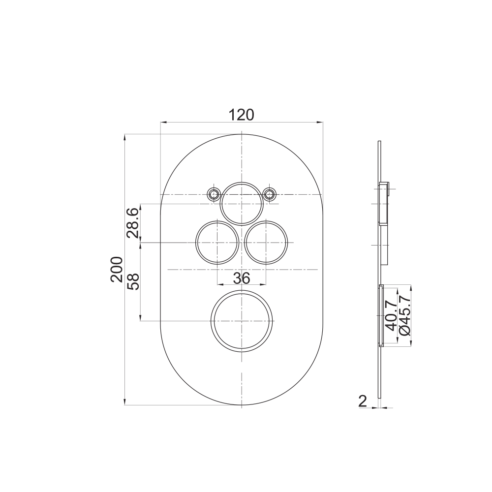 Mereo Sprchová sada s podomítkovou baterií - 3 cestná - oválný kryt