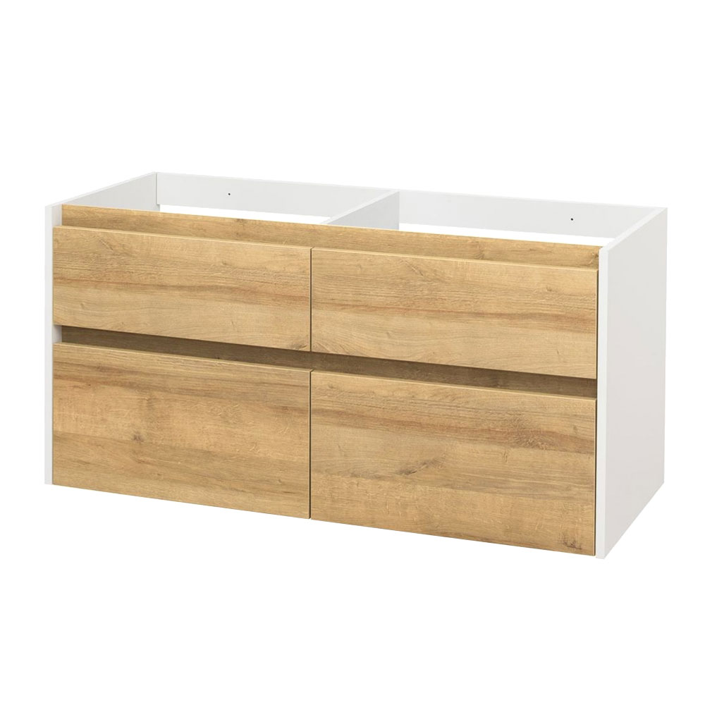 Mereo Opto, koupelnová skříňka 121 cm, bílá/dub Riviera