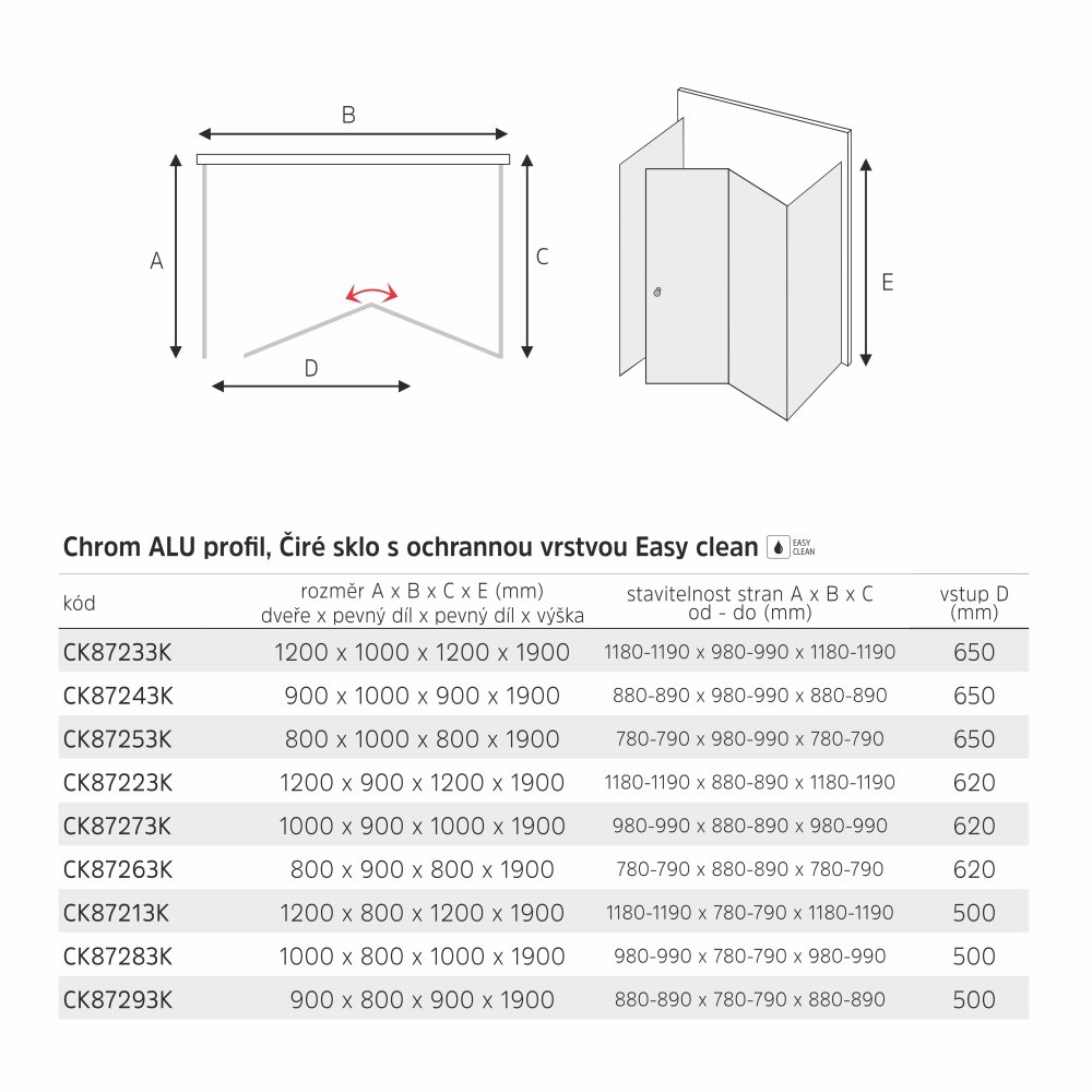 MEREO Sprchový kout, LIMA, obdélník, 90x100x90x190 cm, chrom ALU, sklo čiré (CK87243K)