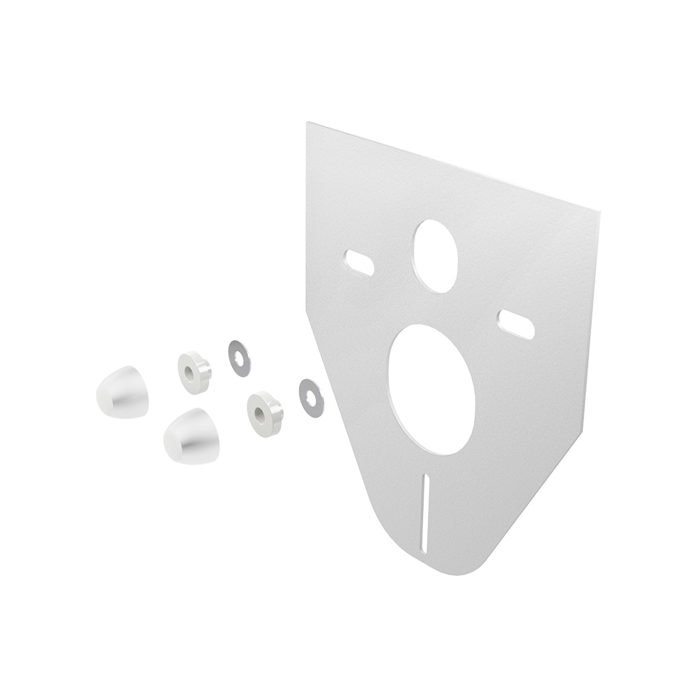 Mereo WC set - Rimless WC hranaté, modul pro sádrokarton, bílé hranaté tlačítko (MM02NSETRS320)