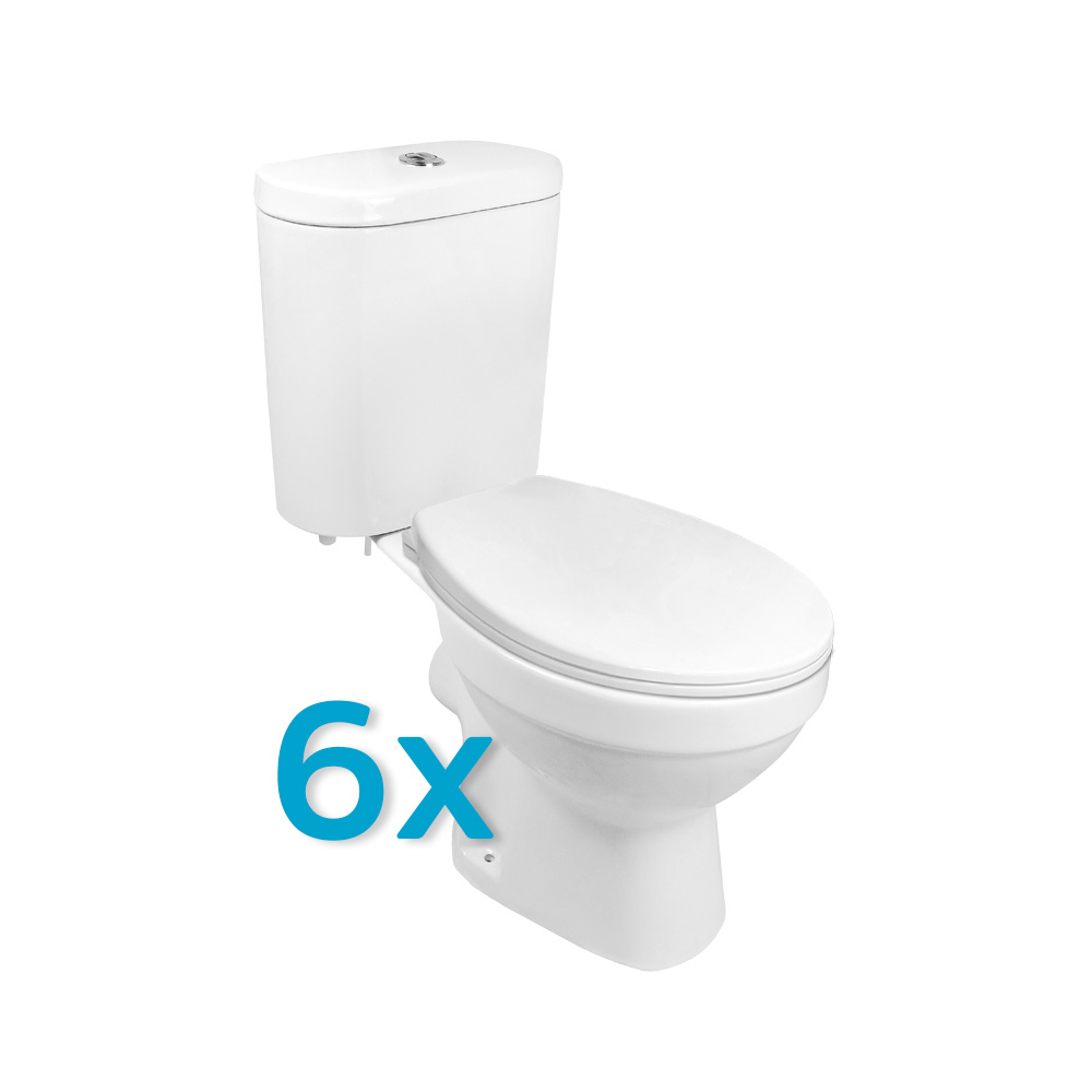 Mereo WC kombi, RIMLESS, zadní odpad s armaturou, 6 ks