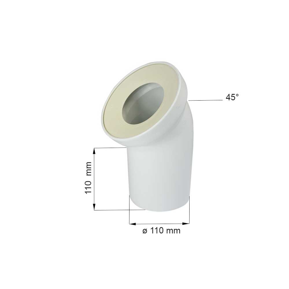 Aliaxis WC univerzální odtokové koleno DN 100/D 110, 45°, šikmé (PR7088C (58102010000))