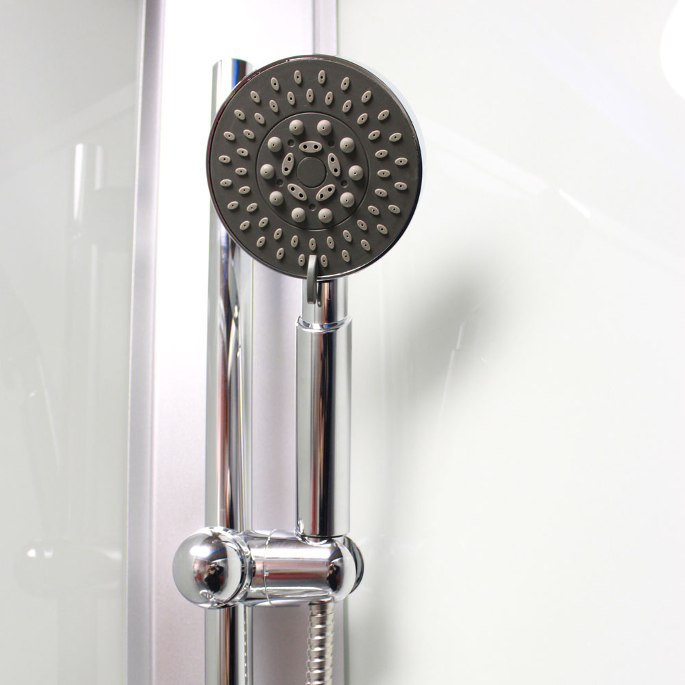 Mereo Sprchový box, čtvercový, 80 cm, satin ALU, sklo Point, zadní stěny bílé, litá vanička, bez stříšky