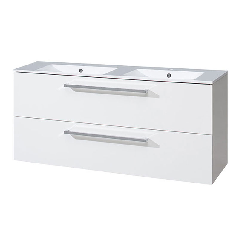 Mereo Bino, koupelnová skříňka s keramickým umyvadlem 121 cm, bílá