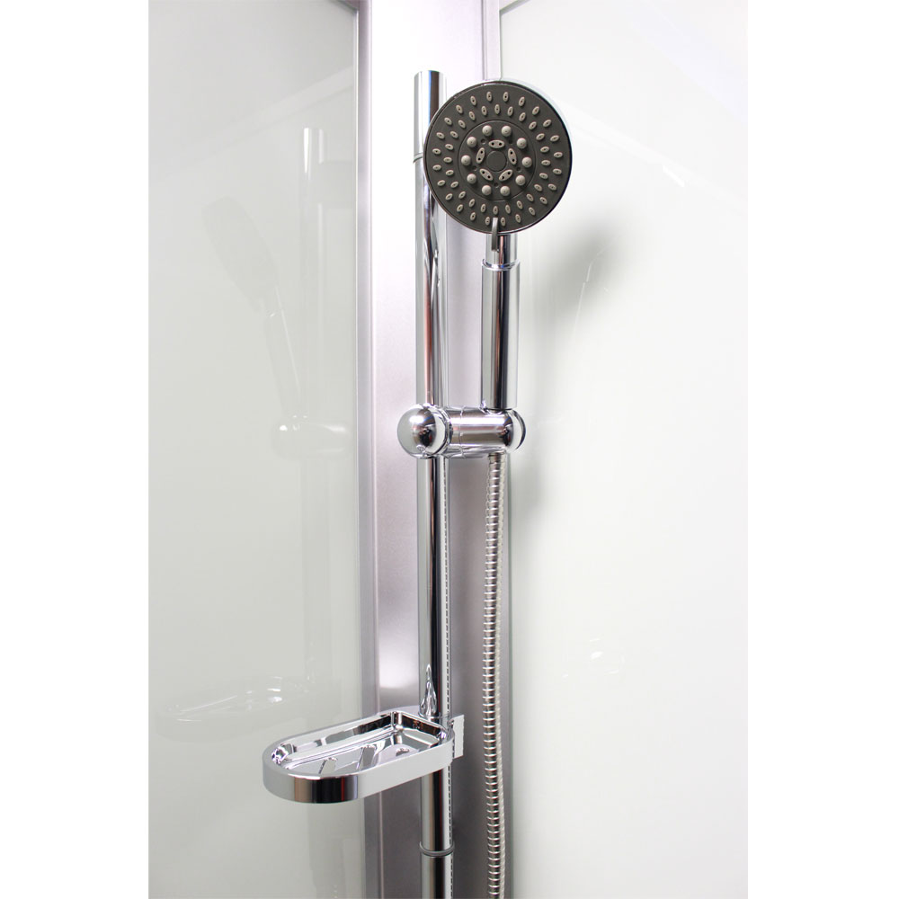 Mereo Sprchový box, čtvercový, 80 cm, satin ALU, sklo Point, zadní stěny bílé, litá vanička, bez stříšky