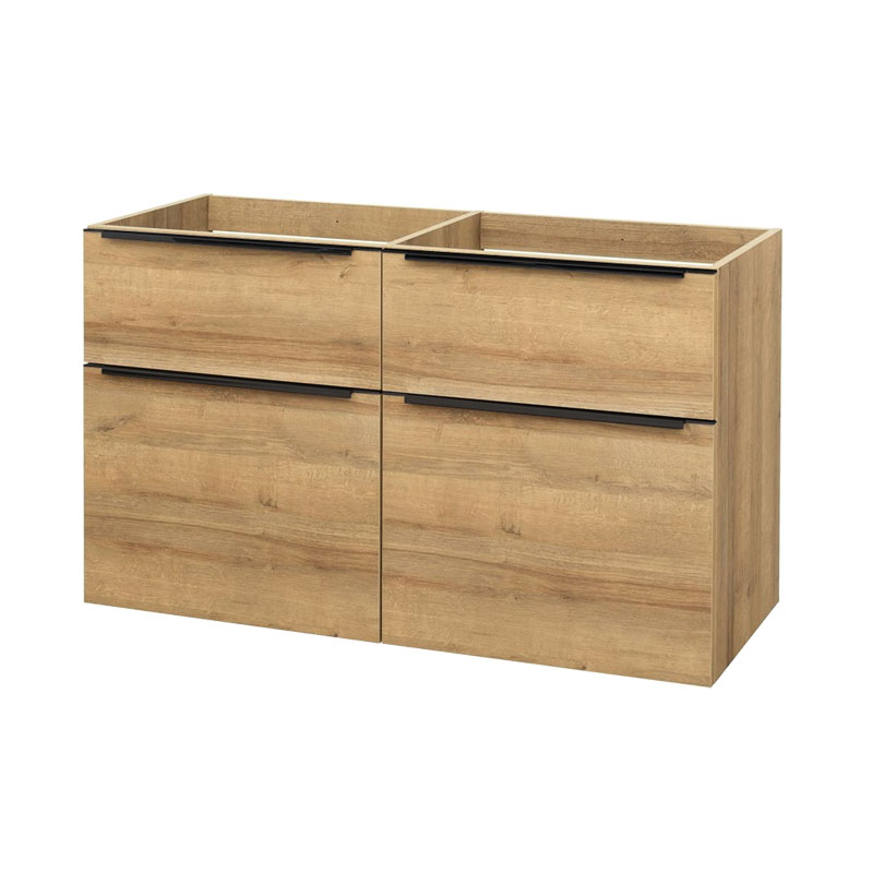 Mereo Mailo, koupelnová skříňka 121 cm, dub Riviera, černé madlo
