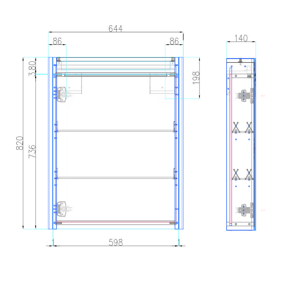 Mereo Siena, koupelnová galerka 64 cm, zrcadlová skříňka, multicolor - RAL lesk