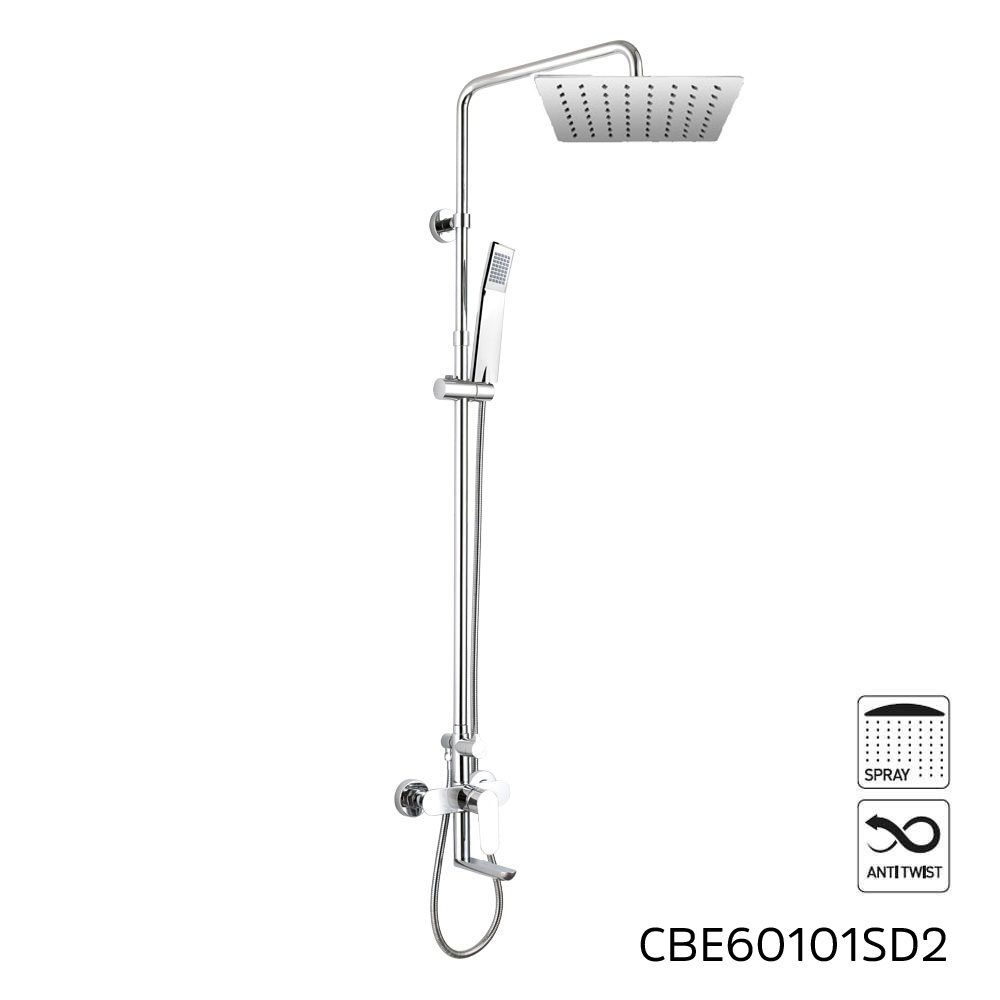 Mereo Nástenná  baterie Viana s talířovou hranatou slim sprchou 250x250 mm, nerez (CBE60101SD2)