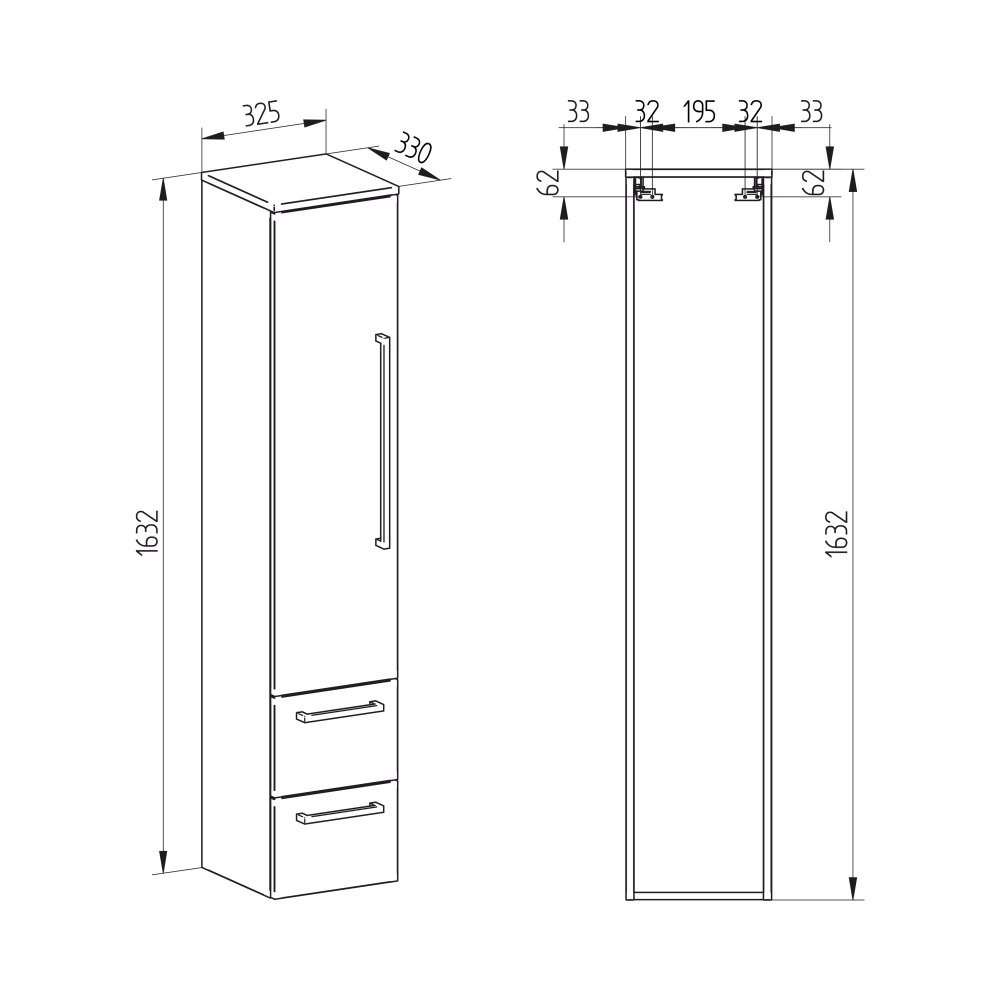 Mereo Bino, koupelnová skříňka vysoká 163 cm, levá, dub Arlington (CN627N)