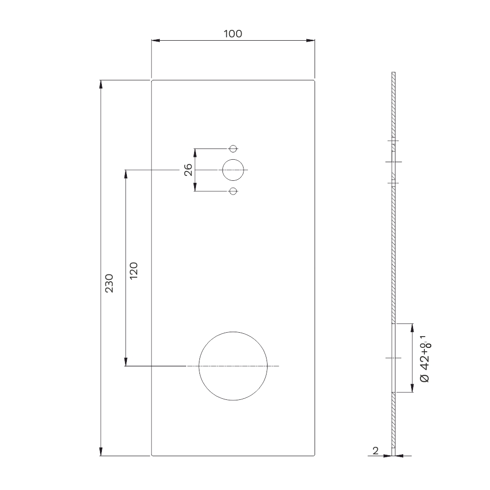 MEREO Kryt hranatý pro podomítkovou baterii s ramínkem, 23x10 cm (CB415HU)