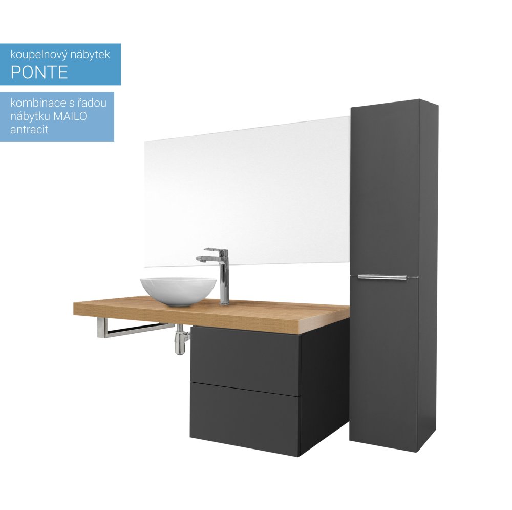 Mereo Ponte, koupelnová deska pod umyvadlo 160 cm, dub Riviera