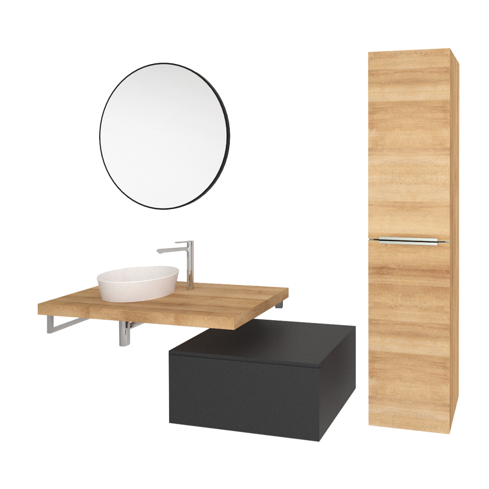 MEREO  Zrcadlo kulaté pr. 80 cm, LED osvětlení (CN165)