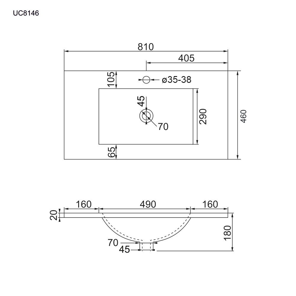 Mereo Opto, koupelnová skříňka s keramickým umyvadlem 81 cm, bílá/dub Riviera
