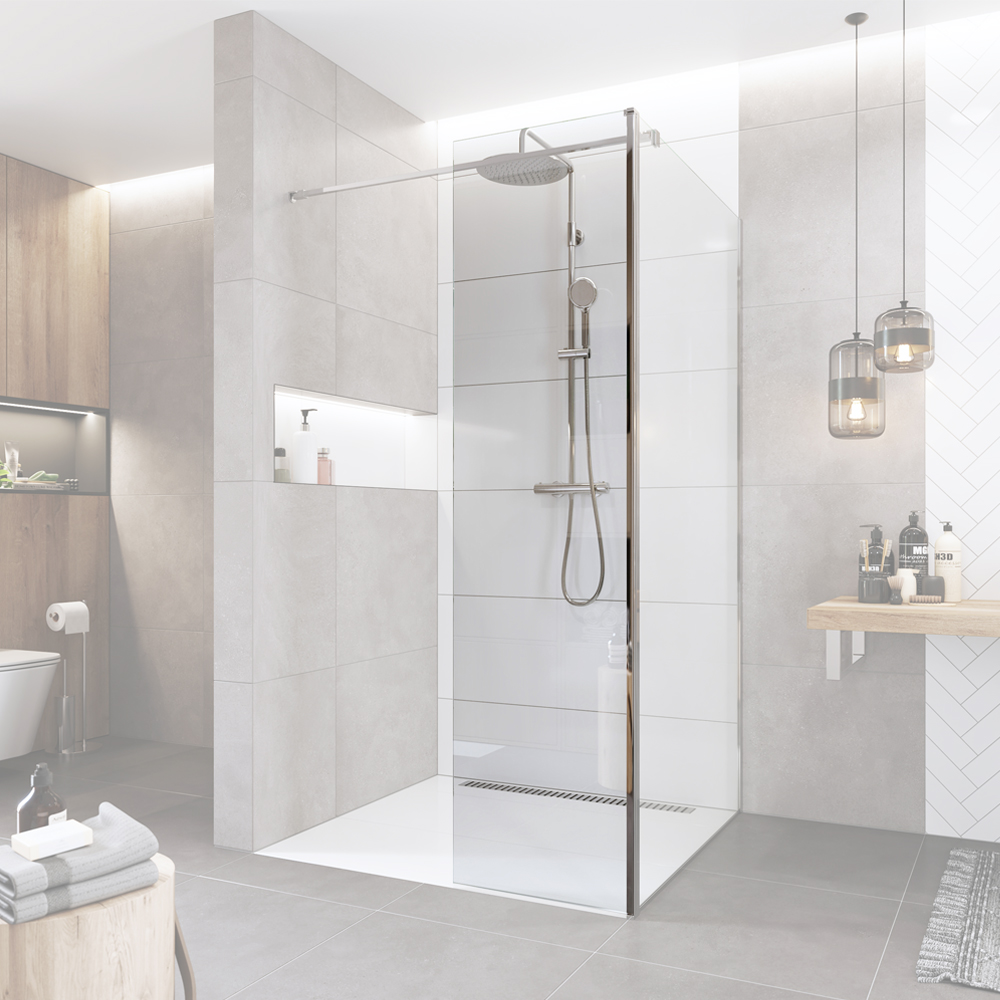 Mereo Boční díl pro WALK IN, Novea, 50 x  200 cm, chrom ALU, sklo Čiré