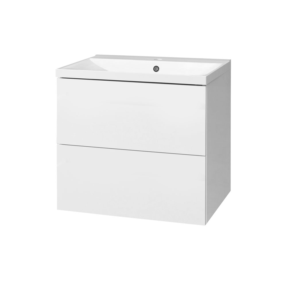 Mereo Aira, koupelnová skříňka s umyvadlem z litého mramoru 61 cm, bílá
